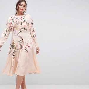 ASOS Curve dress with floral bird embroidery